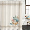 thumbnail image 2 of Summer Coastal Shower Curtain, Waterproof Shower Curtains for Bathroom, Nautical Beach Marine Life Beige Striped Washable Fabric Bathtub Curtain Set Bath Decor with 12 Hooks Long 72"x84", 2 of 8