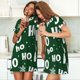 thumbnail image 4 of Fotbe Ho Ho Ho A Bata de Dormir para Mujer con Estampado, Camisón de Algodón de Manga Corta, Ropa de Dormir Casual, 4 of 6