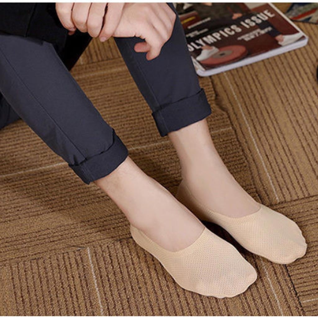 4 Pairs Women Invisible Ice Silk Non-slip Loafer Boat Ankle Low Cut Cotton Socks 