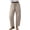 Khaki, variant on Women's Elastic Drawstring Pants, Cotton Linen Blend Wide Leg Casual Trousers for Lounge, Gym, and Daily Comfort, Barrel Fit Design with Relaxed Silhouette Beige L