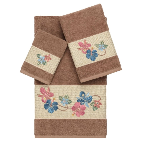 Linum Home Textiles Caroline 3 Piece Embellished Turkish Cotton Towel Set