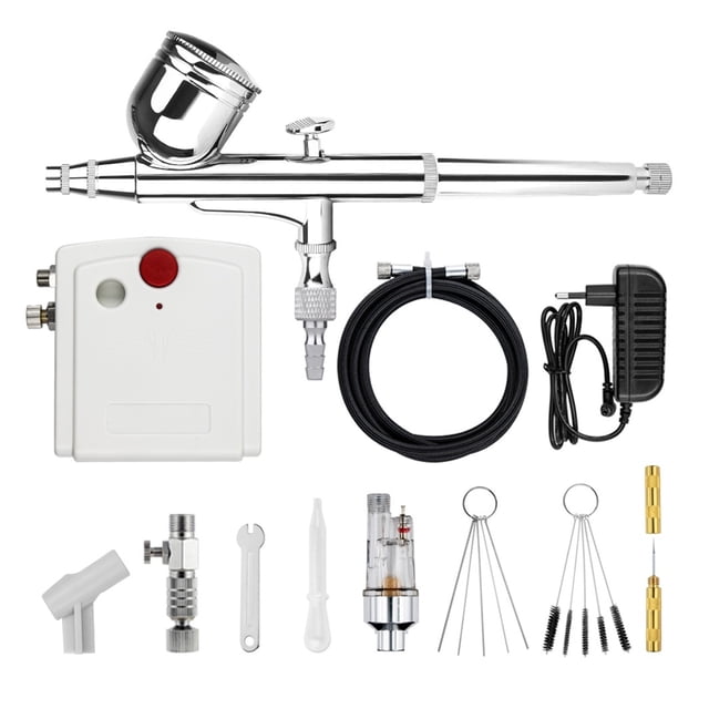 Auto-Stop Function Airbrush With Compressor 0.3mm 7cc Dual-Action Airbrush Spray Gun for Model Cake Painting Nail Art Car Tatoo ,Easy to Use
