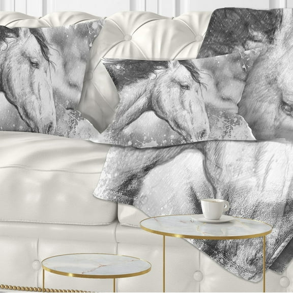 Designart Horse Tattoo Art - Animal Throw Pillow - 12x20