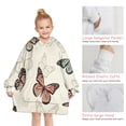 thumbnail image 6 of Beige Butterfly Pattern Blanket Hoodies for Kids 6-13YR Oversize Wearable Blanket Hoodies for Boys Girls Teens, 6 of 7