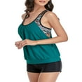 thumbnail image 4 of Women 2 Piece Tankini Swimsuit Bathing Suits Sleeveless Patchwork Tops shorts Tummy Control Swimwear, 4 of 7