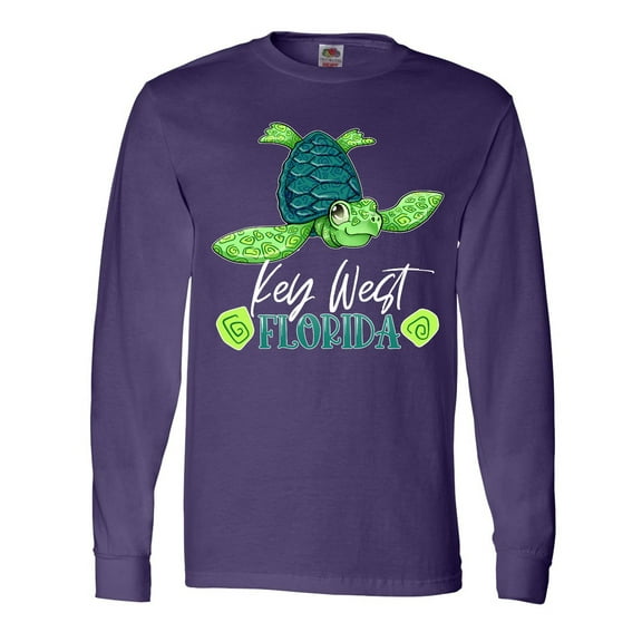 Inktastic Key West, Florida Happy Sea Turtle Long Sleeve T-Shirt