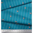 thumbnail image 2 of Soimoi Blue Cotton Poplin Fabric Folk Art Heart & Stripe Fabric Prints By Yard 56 Inch Wide, 2 of 3