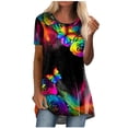 thumbnail image 2 of Pntutb Camiseta de manga corta con estampado étnico vintage de cuello redondo casual para mujer Pntutb Pntutb-8379, 2 of 4