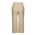 thumbnail image 5 of VERUGU Capri Pants for Women Casual Summer Pocket Elastic Waist Solid Pant Straight-Leg Mid Waist Cropped Pants Loose Irregular Lace Classic Comfortable Below The Knee Pants Beige 3XL, 5 of 5