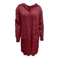 thumbnail image 5 of Chunky Knit Hooded Cardigan, Oversized Cable-Knit Coat, Winter Sweater Jacket Wine Xxl , Coat, 5 of 5