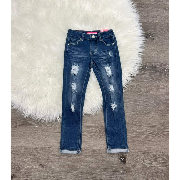 Pink Latte Distressed Stretch Jeans