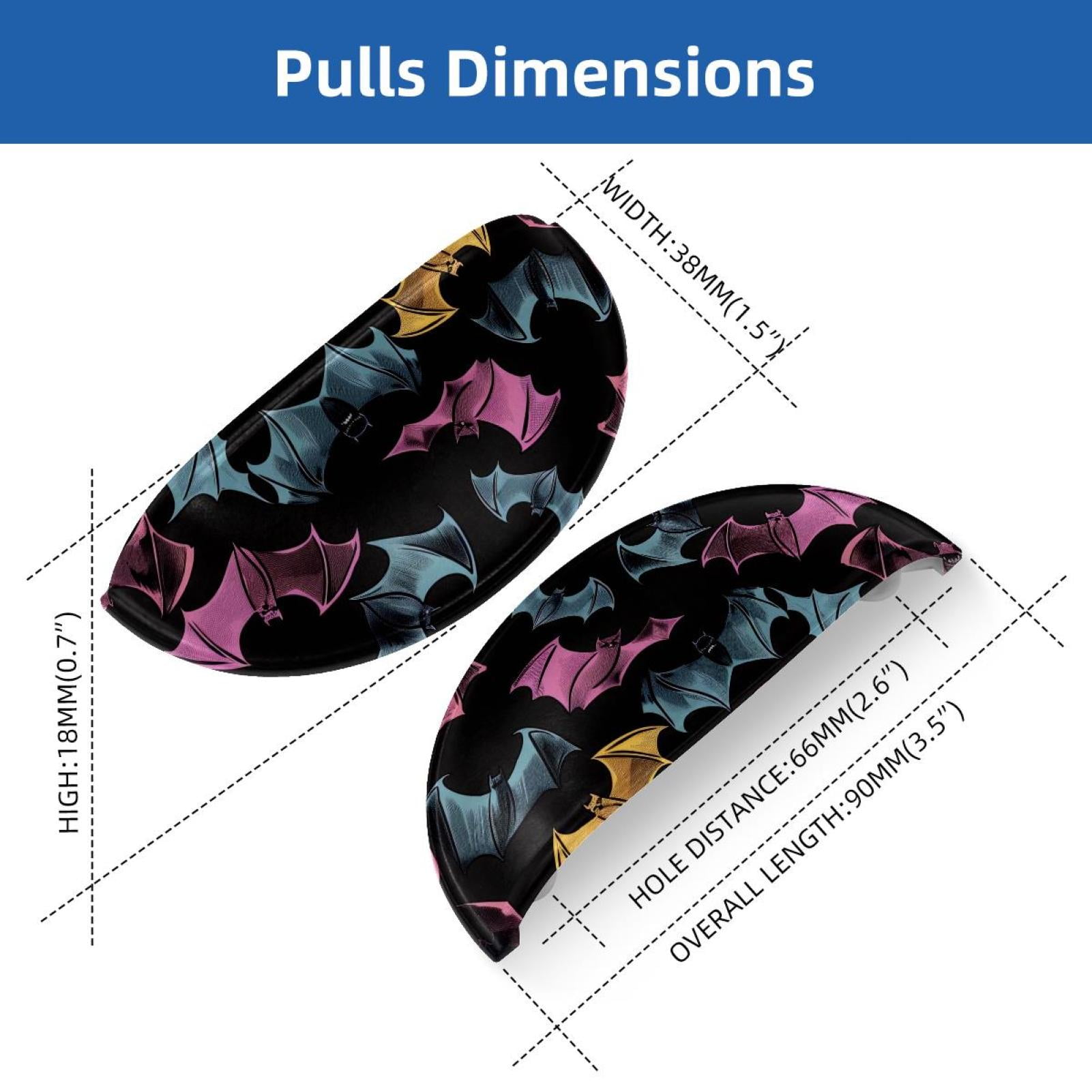 PhooArto 6 Pcs Cup Drawer Pulls, Colorful Animal Bats Pattern Shell Shape Handles Cabinet Knobs for Dresser Cupboard Closet Wardrobe with Screws