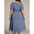 thumbnail image 2 of Vestido de cóctel Ever-Pretty Plus con cuello en V de chifón azul empolvado, 2 of 6