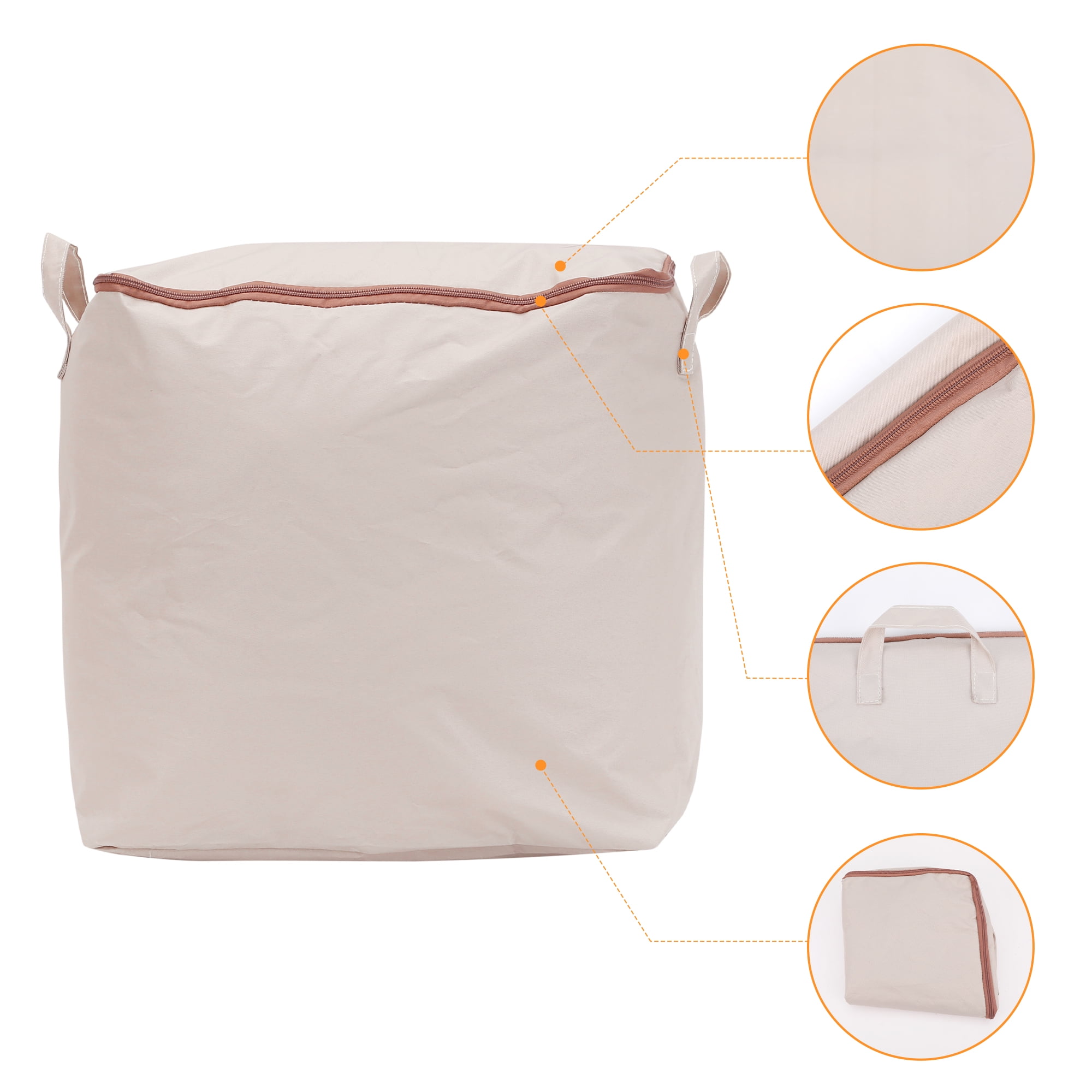 Unique Bargains Foldable Storage Bags w Handles for Closet Organizers Kakhi 18.5x12x18.5in