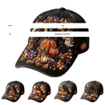 thumbnail image 3 of WHEANG Halloween Hats for Women Men Black Washed Distressed Baseball Cap Vintage Halloween Print Trucker Hat Outdoor Wear Halloween Hat M Gray, 3 of 3