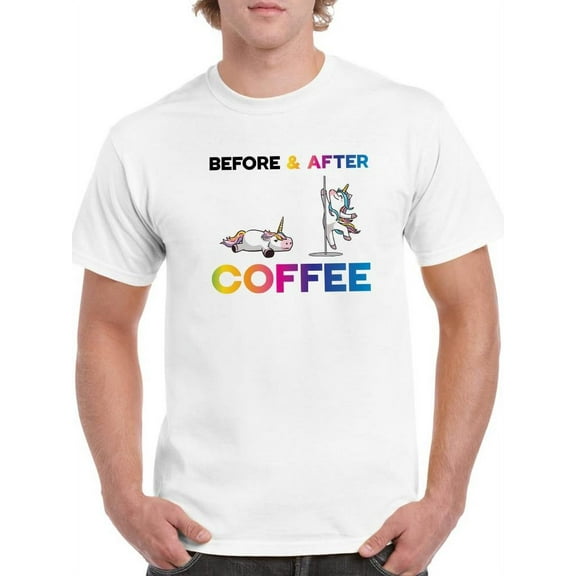 Before And After Coffee T-Shirt Men -SPIdeals Designs, Male XX-Large