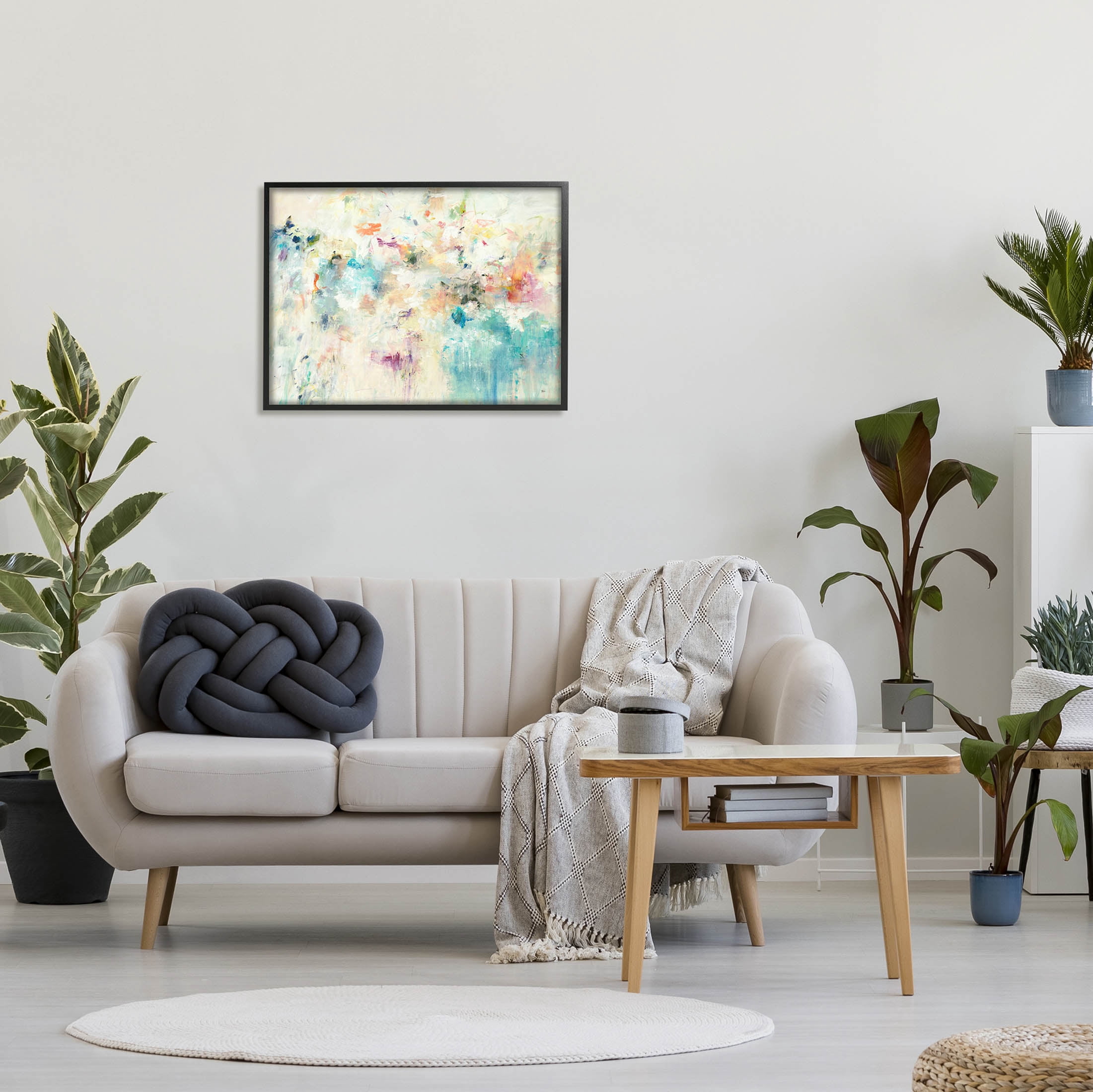 Stupell Industries Contemporary Abstract Composition Painting Black Framed Art Print Wall Art, Design by Lisa Ridgers