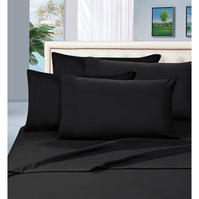 Mocassi 1800 Thread Count Brushed Microfiber Prestige Collection Luxury Bed Sheets Set, California King, Black