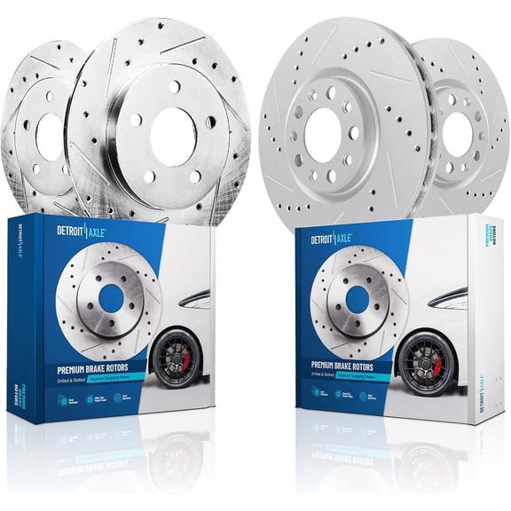 Detroit Axle - 4pc Brake Rotors for 2014 2015 Chevrolet Cruze [Diesel Engine Models] Drilled and Slotted Disc Brake Rotors Replacement: 11.81" inch Front and 10.55" inch Rear Rotor