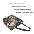 thumbnail image 3 of Open Top Canvas Tote Bag with Zipper Reusable Shopping Bag 13.5x15" Roomy Carryall Watercolor Opossum Pattern, 3 of 9