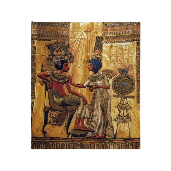 CafePress - Tutankhamun Ankhesenamun Egypt Gold Throw Blanket - Soft Fleece Throw Blanket, 50"x60" for All Ages
