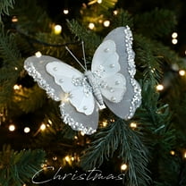 Glitter Christmas Butterfly Ornaments - Pack of 3 Handmade Mesh Butterflies with Clips for Tree Decor, DIY Crafting, and Holiday Party Supplies