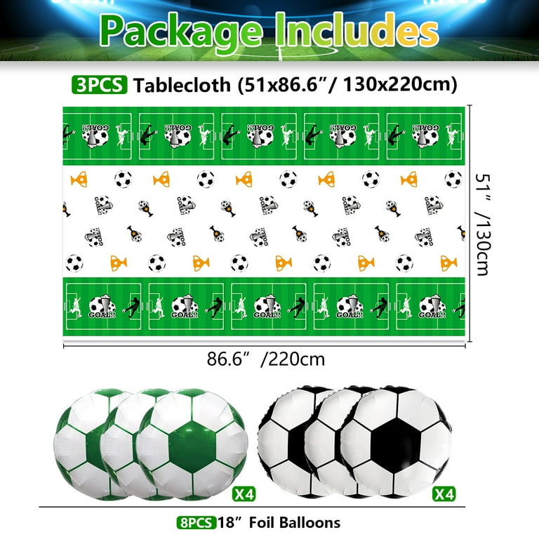 Lunmon 28-Pc Football Party Decorations Kit - 8 Tablecloths, 20 Balloons (Foil & Latex) For Game Day & Birthdays