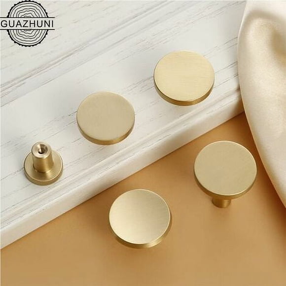 PinesC 6 Pieces Drawer Knobs, Gold Furniture Knobs, Round Cabinet Knobs, Gold Brass Drawer Knobs, Kitchen Door Handles for Decor 20 25 mm,
