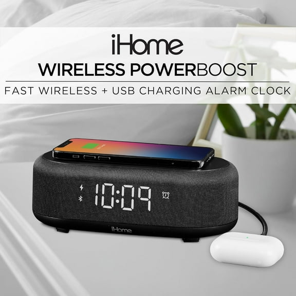 Wireless Charging Alarm Clock with  Speaker and USB-C Port for Home, Office, Dorm