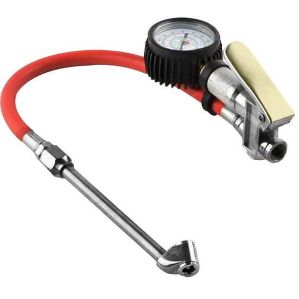 Premium Dually Tire Inflator Gauge 2" Pressure Reader Dual Chuck Nozzle Design Reaches Inner