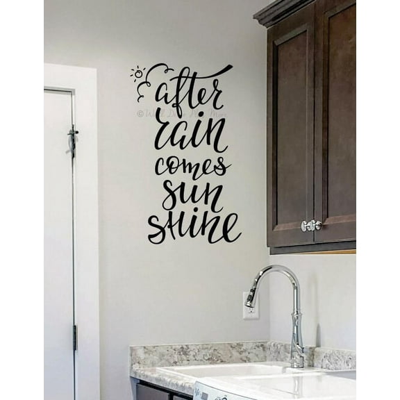 Sunshine Wall Decor Quote Decal After Rain Come Lettering Word Stickers 23x14-Inch Black