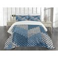 thumbnail image 3 of Ambesonne Blue Quilted Bedspread Set 3 Pcs, Nordic Scandinavian Retro, Queen Size, Pale Blue White, 3 of 5