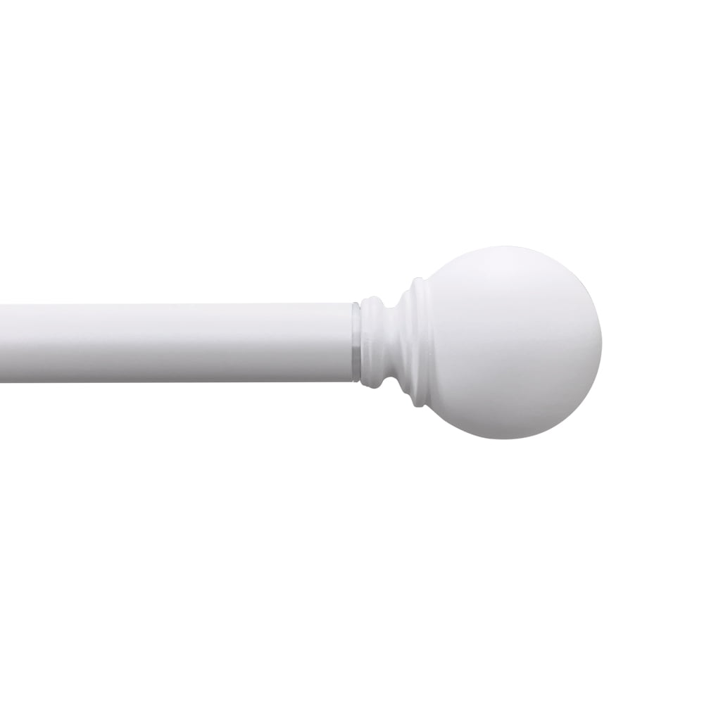 (3 pack) Mainstays 1" White Ball Adjustable Single Curtain Rod, 30-84"