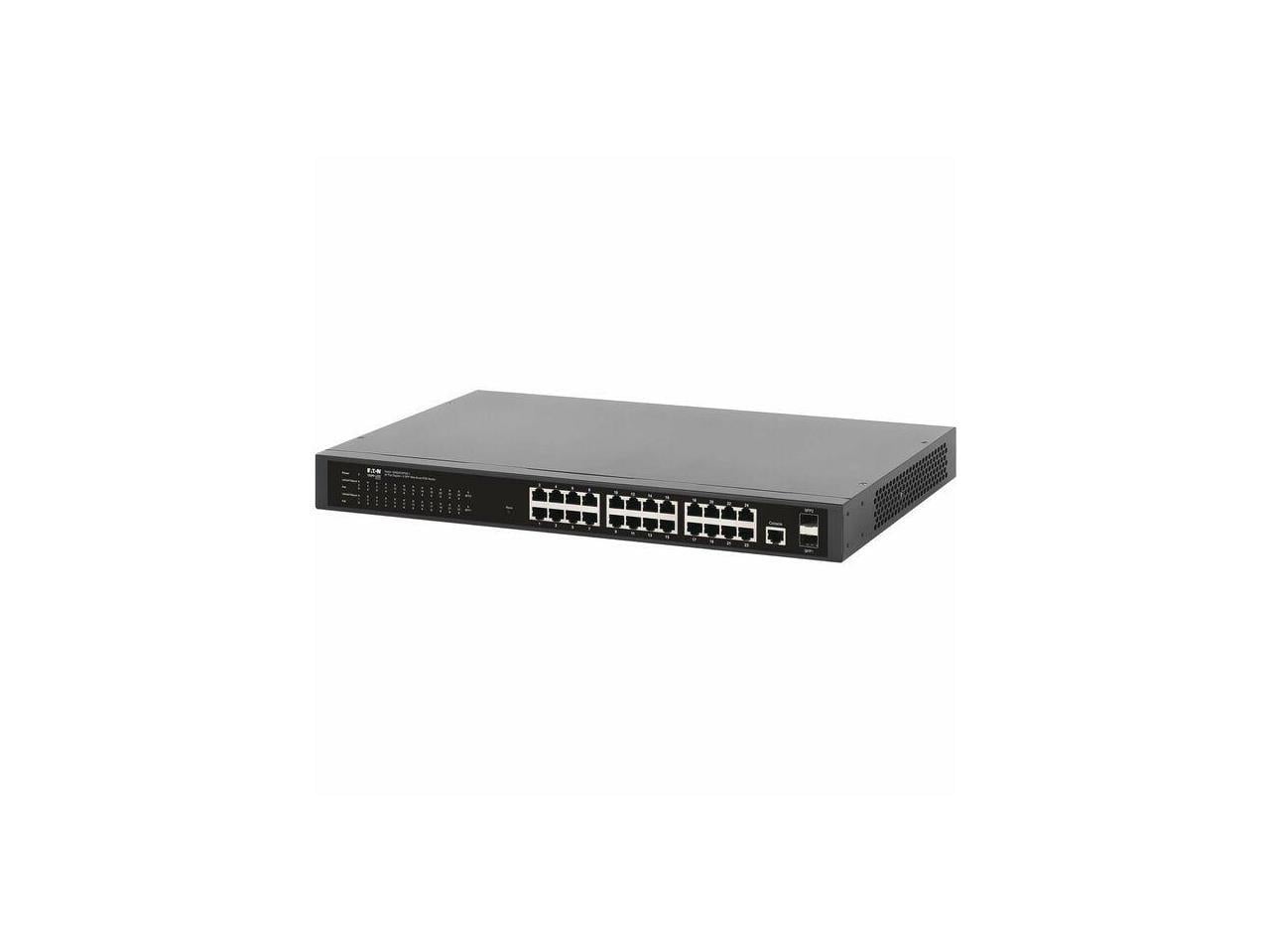 Eaton Tripp Lite Series 24-Port Managed Gigabit Ethernet Switch with PoE+ Layer 2 1 Gbps 2x GbE SFP Ports 370W PoE 1U Rack/Desktop - NGS24C2POE-1