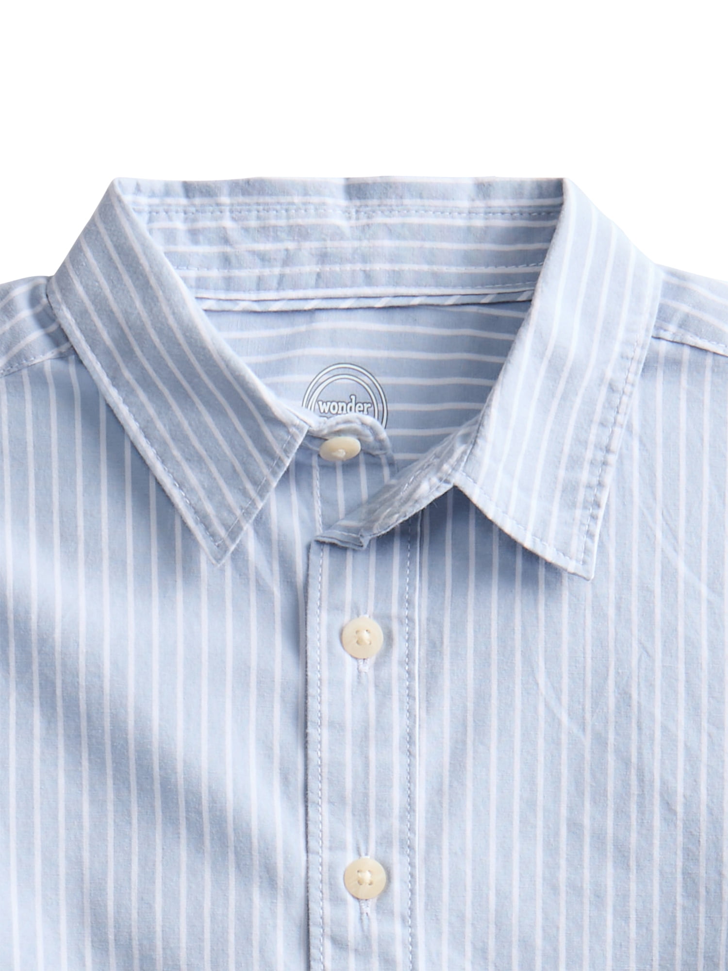 Wonder Nation Boys Cotton Woven Button-Down Shirt with Short Sleeves, Sizes 4-18