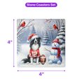 thumbnail image 5 of Hello Winter Border Collie Football Snowman Welcome Snowy Morning Set of 4 Stone Coasters Borders Dog Lovers Gifts Idea 4x4in Absorbent Soapstone Coaster - 01012, 5 of 5