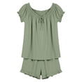 thumbnail image 7 of Chuancc Pajama Set for Women 2 Piece Lounge Set Short Sleeve Tops and Shorts Soft Sleepwear Green XL, 7 of 7
