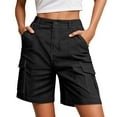 thumbnail image 3 of Hpapadks Womens Shorts Casual Ladies Summer Casual Loose Solid Buttons Hot Beach Cargo Short Pants Black L, 3 of 6