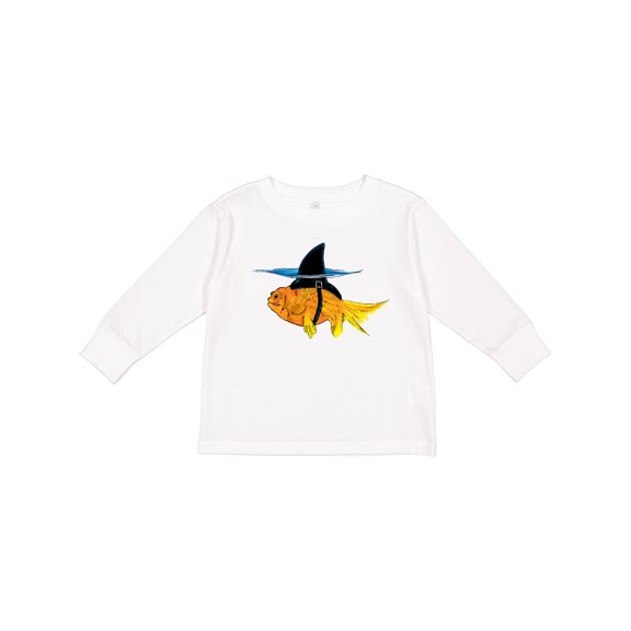 Inktastic Funny Goldfish with Shark Fin Boys or Girls Long Sleeve Toddler T-Shirt