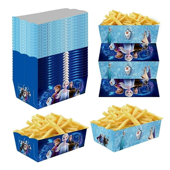 24 Pcs Elsa Princess Party French Fry Box for Anime Theme Birthday Party Supplies Decor,Girls Kids Birthday Game Party Kraft Paper Gift Bag Decoration