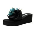 thumbnail image 2 of Mode Femmes Mules à Bout Ouvert Talons Compensés Chaussons à Fleurs Décontractés, 2 of 3