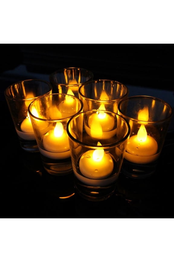 Flameless Floating Candles, 100 Hour, White Wax, Battery Flickering Waterproof Tealights - Wedding Centerpiece, Engagement, Dinner Parties, Beach Parties, Home Decor, Set of 12