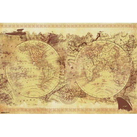 World Map - Vintage Collage Poster Poster Print (Best Collage In The World)
