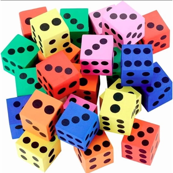 Kicko Assorted Colorful Big Colorful Foam Dice Set, 24 Pack