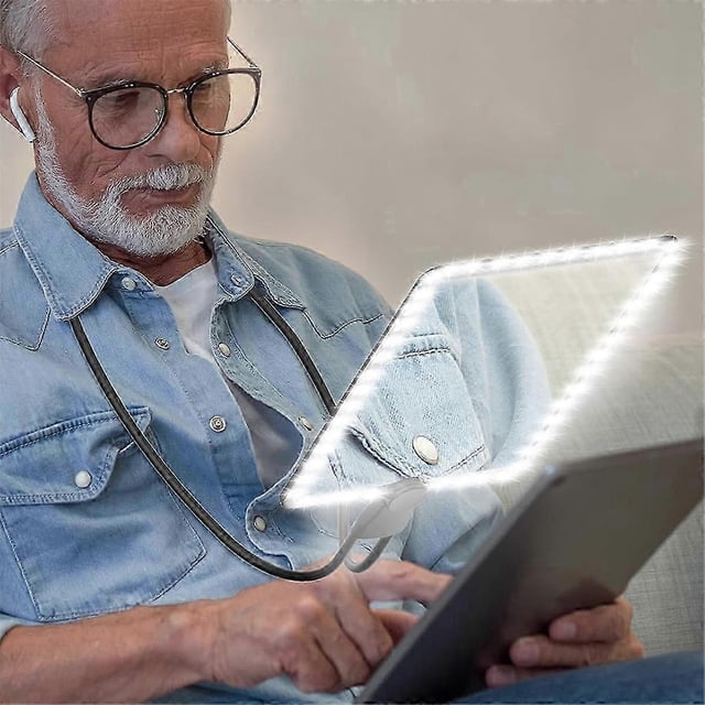 5X Hands Free Magnifying Glass with 50 LED Light,Gooseneck Page Magnifier for Senior Low Vision Read