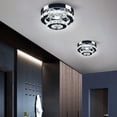 thumbnail image 6 of Diisunbihuo Mini Chandelier LED Crystal Ceiling Light 2 Lights Layers Flush Mounted Ceiling Light Modern Chrome Finished Pendant Lighting, 6 of 12