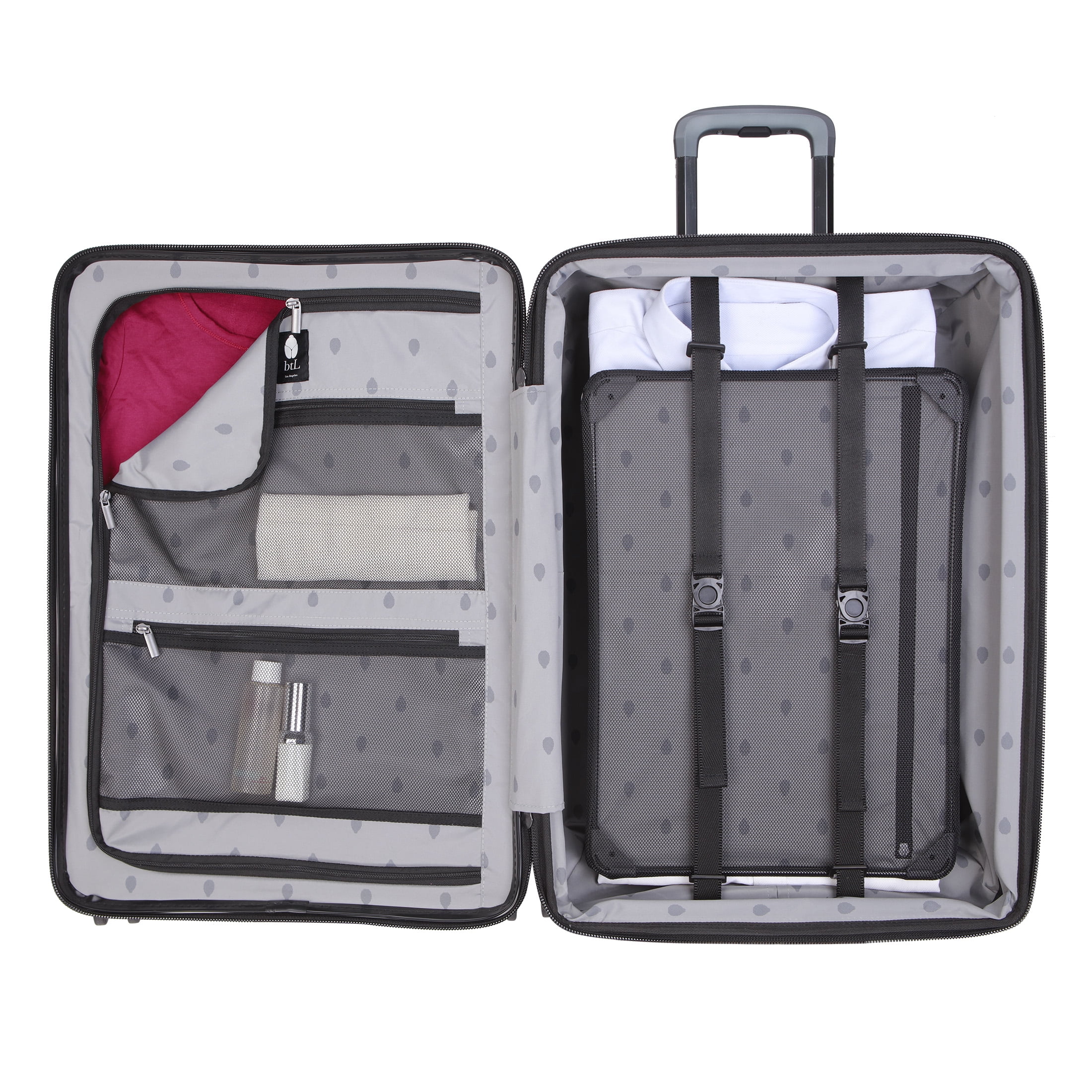 btL 24-inch Checked Expandable Hardside Upright Luggage With 360-Spinner Wheels and Divider Pockets, Black