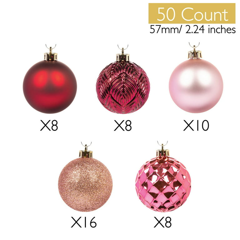 Every Day is Christmas 50ct 57mm/ 2.24' Christmas Ornaments, Shatterproof  Christmas Tree Ornaments Set, Christmas Balls Decoration (Gold & Silver)