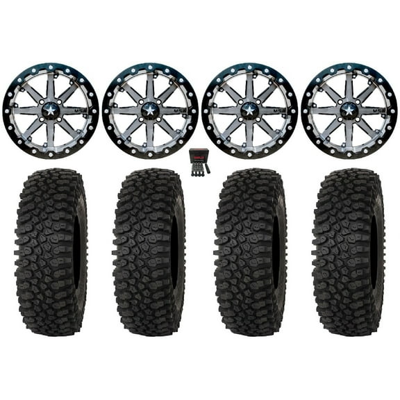 MSA Lok 14" Wheels Gunmetal 28" Roctane ST Tires Kawasaki Mule Pro FXT