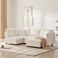 thumbnail image 2 of Sectional Couches for Living Room, 89" L-Shaped Couch Convertible Sectional Sofa Couch with Movable Ottoman and 2 Pillows, 5-Seat Small Couch for Small Space, Lounge, Apartments, Studio, Office, White, 2 of 9